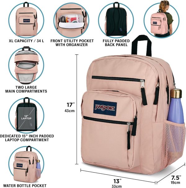 JanSport Laptop Backpack - Computer Bag with 2 Compartments, Ergonomic Shoulder Straps, 15” Laptop Sleeve, Haul Handle - Black - Image 6